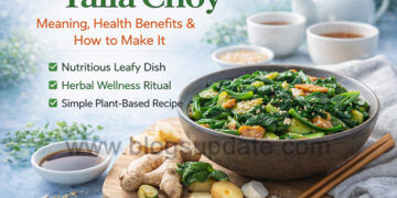 Yalla Choy healthy leafy dish with herbs sesame seeds and soy sauce showing benefits and recipe