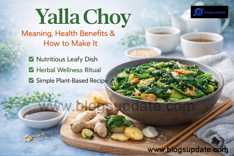 Yalla Choy healthy leafy dish with herbs sesame seeds and soy sauce showing benefits and recipe